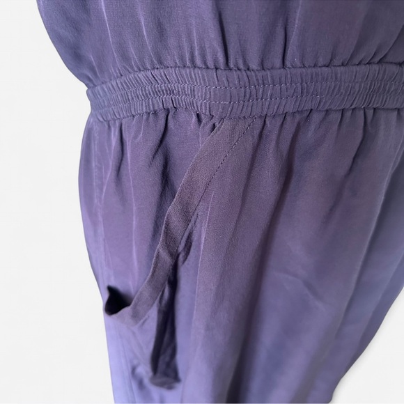 Aritzia Wilfred 100% Silk Faux Wrap Deep Purple Dress with Pockets Feminine Sz M - Picture 5 of 8